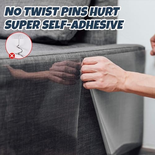 NO PINS Pain Cat Scratch Furniture Protector-12 Pack — top-down angle highlighting key features