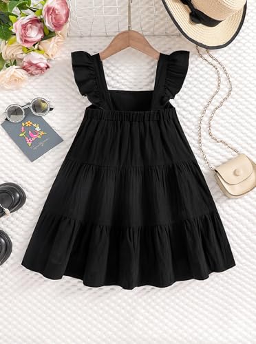 Hilinker Toddler Girls' Casual Sundress Sleeveless Shirred Summer Dress