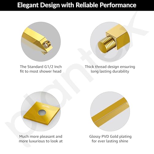 Image of Plantex 18-Inch Shower Arm for Overhead Shower /Stainless Steel Shower Pipe /Wall Mount Bathroom Fitting with -Inch Thread - Pack of 1 (Gold)