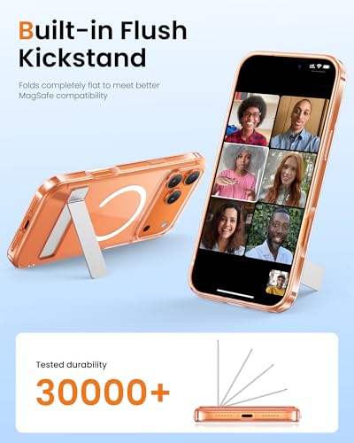 Image of Vihibii for iPhone 17 Pro Cover Magnetic Back with Build-in Stand, [Compatible with Magsafe], Rugged Shockproof Protective Back & Transparent Slim Case for iPhone 17 Pro 2025 6.3 inch, Clear