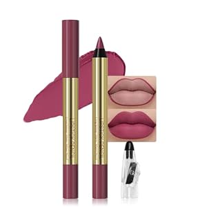 Rose Red Matte Lip Liner Pencil – Crayon Matte Lipstick Pencil, No Transfer, Smudgeproof & Waterproof, Sharpenable Lip Crayon for Women, Velvet Long-Lasting Lip Color 04#