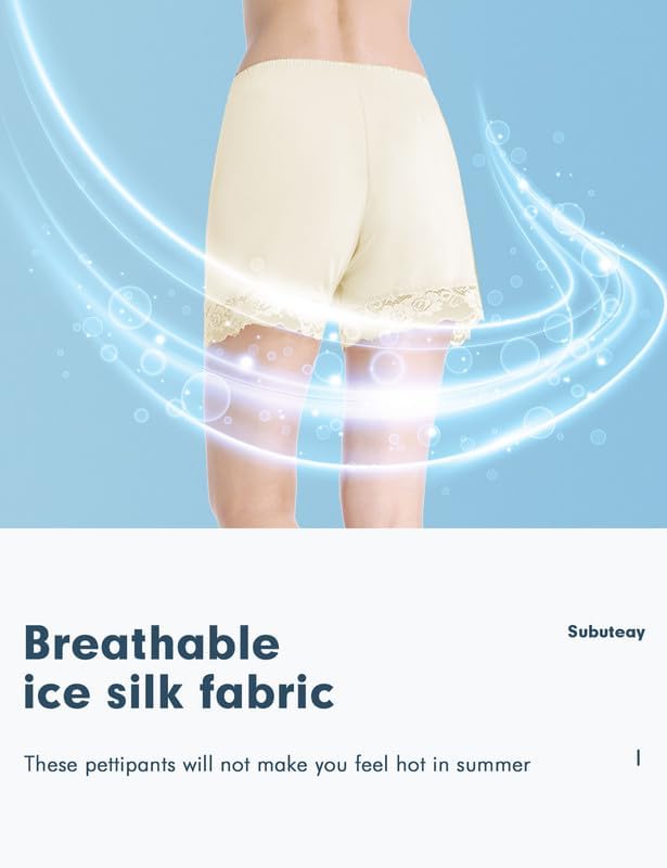 Subuteay Bloomers for Women Anti Chafing Slip Shorts Loose Pettipants with Lace Trim Mid Thigh - Image 5