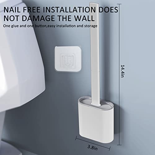 Toilet Brush, Silicone Toilet Bowl Brushes And Holder For Bathroom, Compact Flexible Toilet Cleaner Brush With Ventilated Drying Holder, Wall Mounted/Floor Standing #TOP4