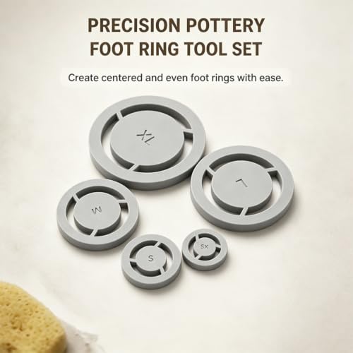 Pottery Foot Ring Tool Clay Base Aligner for Ceramic, 5 Size Options, Even Foot Press, Wheel Throwing Aid, Bowls & Cups Use, DIY Pottery Projects, Soft to Leather Clays Foots Rings Tool,1*Set White - Image 4
