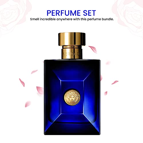 Dylan Blue Cologne For Men, 3.4 Oz. Bottle, Authentic Eau De Toilette Spray With Sophisticated Citrus And Musk Fragrance - Gift Set Pack With Lavender Aromatherapy Soy Wax Candle + Car Air Fresheners + Portable Travel Size Refillable Perfume Atomizer Bottle #TOP3