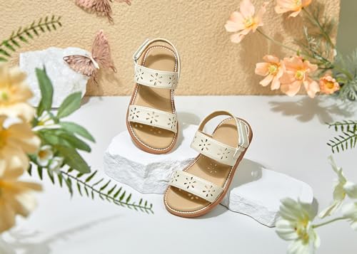 Image of PHIRAMIN Toddler Girl Sandals - Flower Girl Dress Shoes Open Toe Little Kid Flats