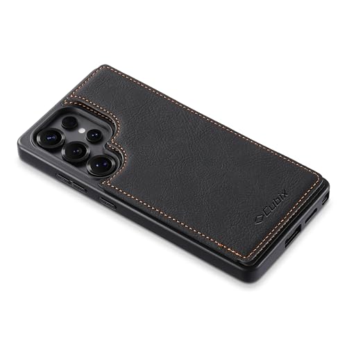 Image of Cubix Wallet Series Back Cover Case for Samsung Galaxy S25 Ultra | PU Leather Card Holder Flip Cover | 2 Card Slots | Slim TPU Shockproof Design | Camera Protection (Black)
