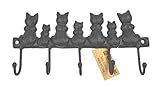 Lulu Decor, Cast Iron Seven Cat Key Hooks (Vintage Black)