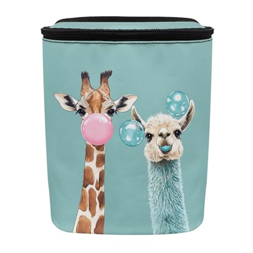 Image of DISNIMO Giraffe Llama Car Trash Can with Lid, Car Accessories Leak-Proof Waterproof Car Garbage Bin Collapsible Portable Car Storage Organizer Trash Bag for Car SUV Trucks