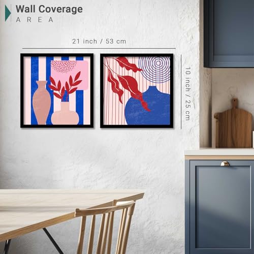 Image of HOTHOUSE Boho wall frames posters for room office | Poster with frame wall decoration items Wall Decor Digital Reprint engineered wood Set of 2 (10X10 inch)