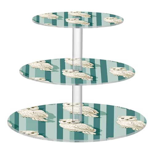Neutral Owl Turquoise Striped Decorative Transparent Acrylic Tray Spill-Proof Three-Layer Pallet Store Sundries in The Entrance Hall