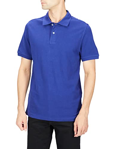［Amazon Essentials］ コットンピケ スリムフィット ポロシャツ メンズ ネイビー L