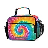 BOENLE Tie Dye Rainbow Lunch Box Girls Boys Insulated Lunch Bag Kids Women Reusable Cooler Tote Shoulder Strap for School Picnic Travel Office