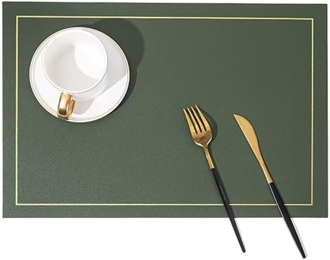 Leather Placemat Insulated Mat Anti-hot Western Table Mat Sided Two-Color Placemat(E)