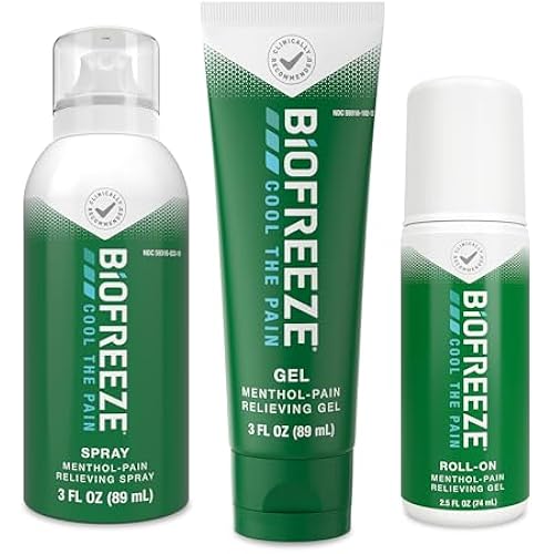 Biofreeze Menthol Pain Relief Variety Pack with Travel Gel, Spray & Roll On
