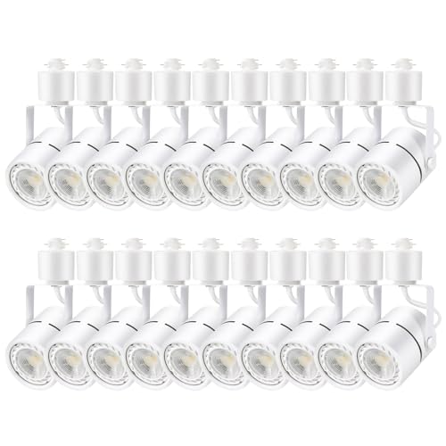Motrackcao 10W LED Track Lighting Heads - Adjustable Track Lighting Fixtures for Retail Artwork-Cool White 4000K-H Type Track Lights 1000lm-120V 24Â° Angle Halo Type-Pack of 20 (White)