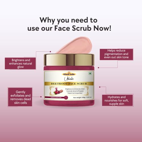 Image of Khadi Beetroot Face Scrub 100 gm | With Anitoxidants & Vitamins | For Dead Skin Cells & Pigmentation | Brightens, Even Out Skin Tone | All Skin Types | Exfoliating Scrub for Men & Women
