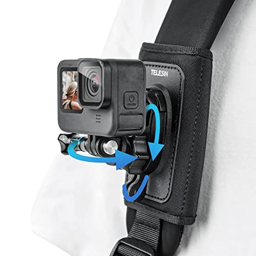 TELESIN クリップマウント Gopro用 アクセサリー ごーぷろ用 マウント リュックマウント バックパックマウント 360度回転マウント 互換性 Gopro Max Hero 10 9 8 7 6Insta 360 DJIに適用 POV撮影必要