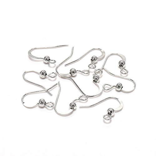 100Pcs 19 * 18mm Flat French Earring Hooks Earwire Dangle Earring Components Hooks Twist Ear Hook Clasps Earring Wires Findings for DIY Jewelry Making (Rhodium)