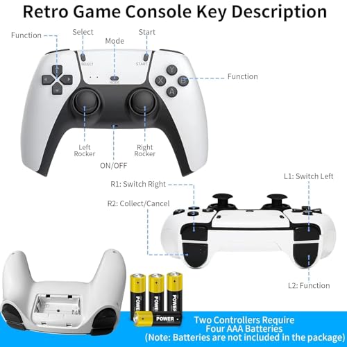 Image of Video Game for Tv Old School Station Video Game| Retro Games Stick for Tv Gaming| Wireless Retro Gaming Console | Plug & Play Video Games for TV | 21K+ Games 10 Em.| For 2 Player,Black