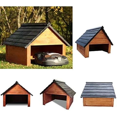 Large Wood Robotic Lawn Mower Garage Accessory Black & Brown Pet house home Cover