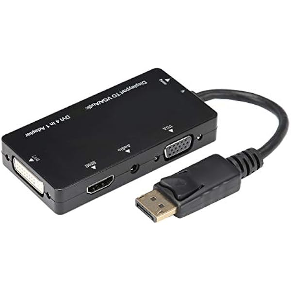 Acouto Kabel Adaptera 4-calowego Displayport na/VGA/DVI/Konwerter Wielofunkcyjny do Użycia Kabla Adaptera/DVI/VGA Kabel Konwertera Displayport na Adapter