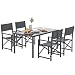 Outsunny Sitzgruppe 5-teilig Essgruppe Stahl für 4 Personen Esstisch mit 4 klappbar Stühlen Esszimmergruppe mit Glastisch Küchentisch-Set Balkonmöbel Gartenmöbel für Terrasse, Balkon Grau