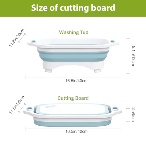 Image of ALMURAT Collapsible Cutting Board Silicone Dish Tub Storage Basket Vegetable Chopping Board Fruit Washing Bucket Container Multifunctional Kitchen Tool