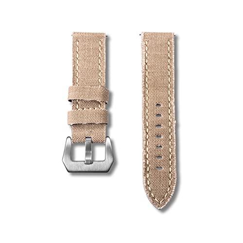 LAnGSHAW Bandas de Reloj de Lienzo Liberación rápida Azul Premium Azul Dos Piezas Correas de Reloj Matt Steel Hebilla de 20 mm de 24 mm de 24 mm (Band Color : Khaki, Band Width : 22mm) Cover