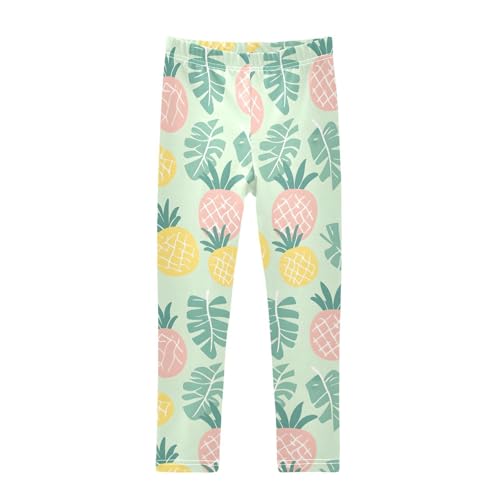 ALAZA Girls' Leggings Children's Yoga Pants Skinny Printed Dance Pineapple Leaf Comfortable 4T