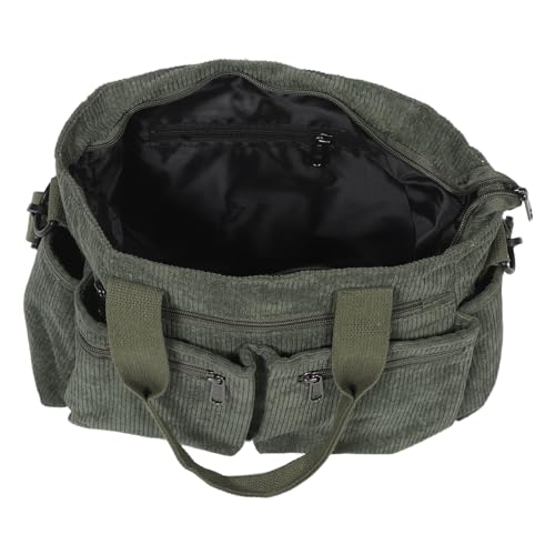 Cabas Bandoulière Femme Velours Côtelé Vert - Grand sac à main réglable et élégant