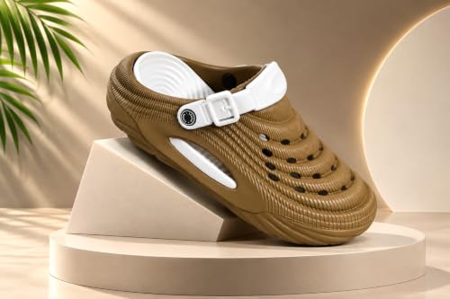 Image of Men's Clogs Mules for Men & Boys - CreamComfortable, Lightweight, Non-Slip, Waterproof, Stylish, Classic, Casual, Everyday Mules