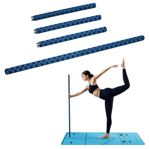 The Huang Yunming yoga stick is made of sturdy steel that is 5 feet high and an adjustable stretching stick, providing flexibility, agility, and balance. Multi functional fitness stick with 5 steel pipes (Blue)