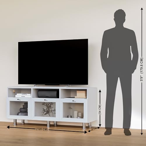 Image of Home Centre | Helios Soho Small TV Unit | Engineered Wood Entertainment Unit | White | 1 Year Warranty