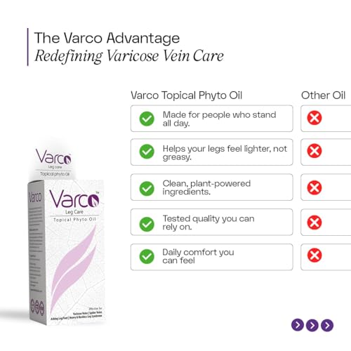 Image of Varco Leg Care Topical Phyto Oil For Management Of Varicose Veins, Spider Veins| Deep Penetration Formula Helps reach the root cause of varicose veins| Reduces Cramps, Painful Legs & Swelling- 60ml