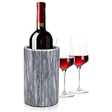 Modern Innovations Wine Chiller Elegant Grey Marble Wine Bottle Cooler Keeps Wine and Champagne Cold with Multipurpose Use as Kitchen Utensil Holder and Flower Vase - Holds 750ml Sized Bottles (Grey)