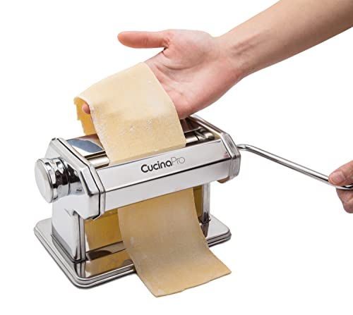 Cucinapro VD-43551KC Pasta Maker Deluxe Set 5 Pc Steel Machine W Spaghetti Fettuccini Roller Angel Hair Ravioli Noodle Lasagnette Cutter Attachments thumb #6