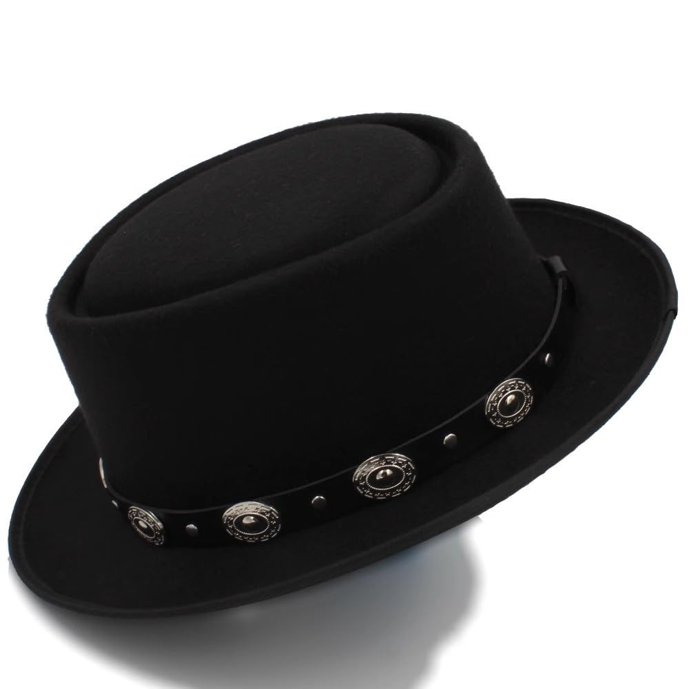 Chapeaux de Jazz pour Hommes Chapeau de Jazz rétro à Dessus Plat, Chapeau Melon Classique Britannique for Hommes et Femmes(Colour 1)