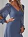 Ever-Pretty Women's Double V Neck Leg Slit Long Sleeve Mother of Bride Dress Haze Blue US12