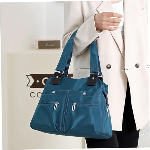 Nylon Tote Bag 15x5x10'' Waterproof Nylon Tote Bag with Multi Pockets Hand/Shoulder Organized Tote Bag with Zipper for Shopping Travel and Daily Use4