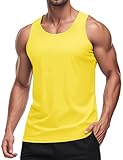 MAGCOMSEN Mens Muscle Tank Tops Uv Protection Summer Quick Dry Gym Beach Workout Bodybuilding Shirt Yellow X-Large