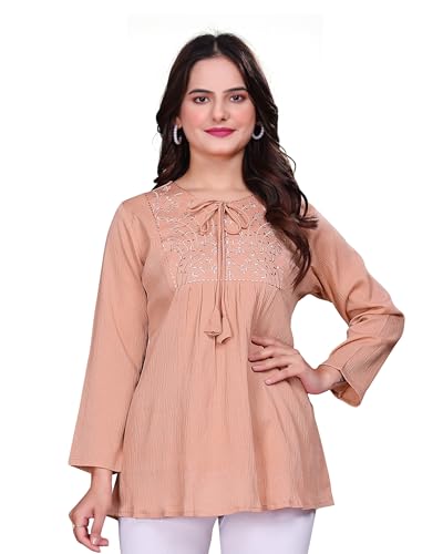 Image of Women's Tunics - Stylish & Comfortable Kurti for Women | Elegant 3 /4 Sleeve Designer Tunic Tops for Women | Indian Ethnic Short Kurti for Casual, Festive