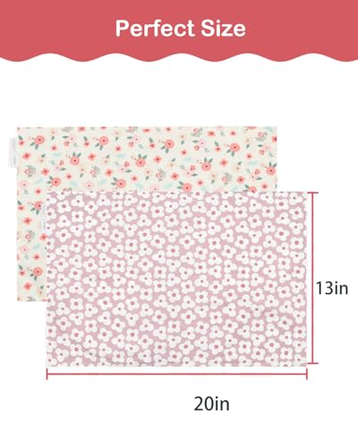 Image of ALVABABY Toddler Pillowcases 2 Pack Organic Cotton Fit 13 inchx 18 inch or 14 inchx19 inch Kids Pillow Cover Envelope for Girl Boy Travel(Pillowcase Only)