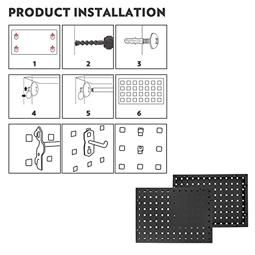 M I A Pegboard Organizer, Muurcontrole Pegboard Rack Horizontale Metalen Pegboard Garage Tool - Image 8
