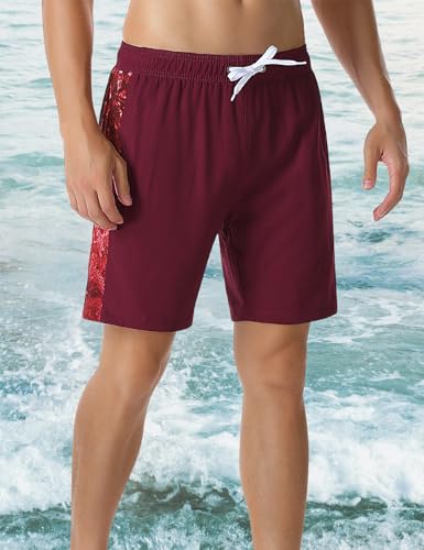 Men's Bathing Suits Trunks Breathable Printed Beachwear Board Shorts with Liner3