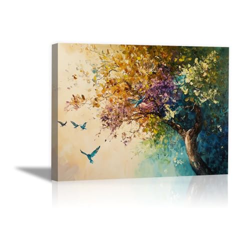 Arbre de vie impression sur toile murale peinture d'arbre vintage cuisine salon vert 40x60