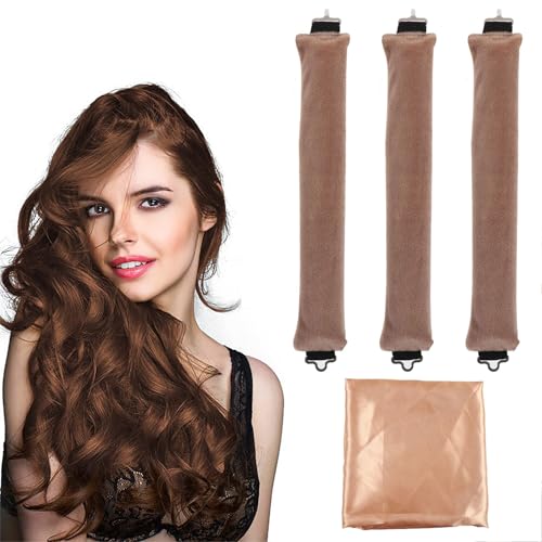 Heatless Hair Curler (3 pezzi), Bigodini per dormire, Strumento per Lo Styling Dei Fai-Da-Te, Per tutti i tipi di capelli, Capelli Medi Lunghi Dormire, Khaki