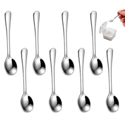 8 pièces Mignonnes Petites Cuillères en Acier Inoxydable pour Mini Cuillères à Dessert,Café, Condiments,Petites Cuillères en Acier Inoxydable pour...