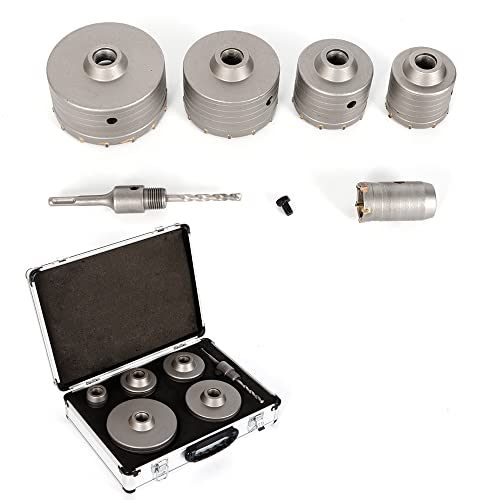 6PCS Scie Cloche Beton Trépan Béton Adaptateur SDS Plus 40-120mm Set de Scies Cloches Carotteuse Beton Pour Brique Béton Ciment Pierre