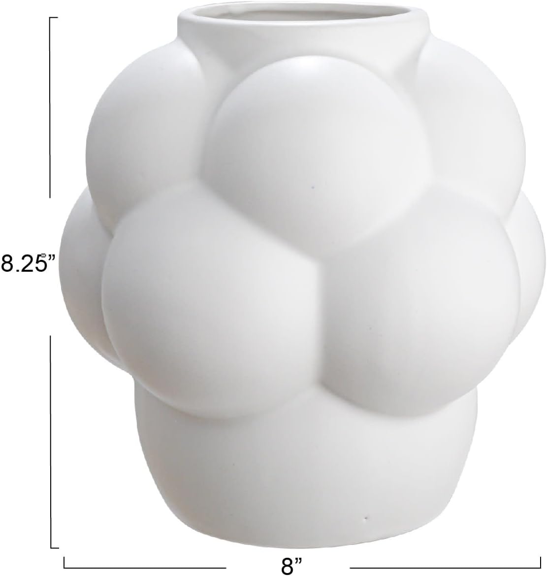 Creative Co-Op Bulbous Stoneware Vase with Raised Dots and Matte Finish, White